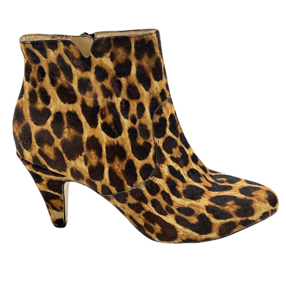 INC Womens Animal Print Ankle Booties 6M Genuine‎ Leather Real Fur Luxe Baddie